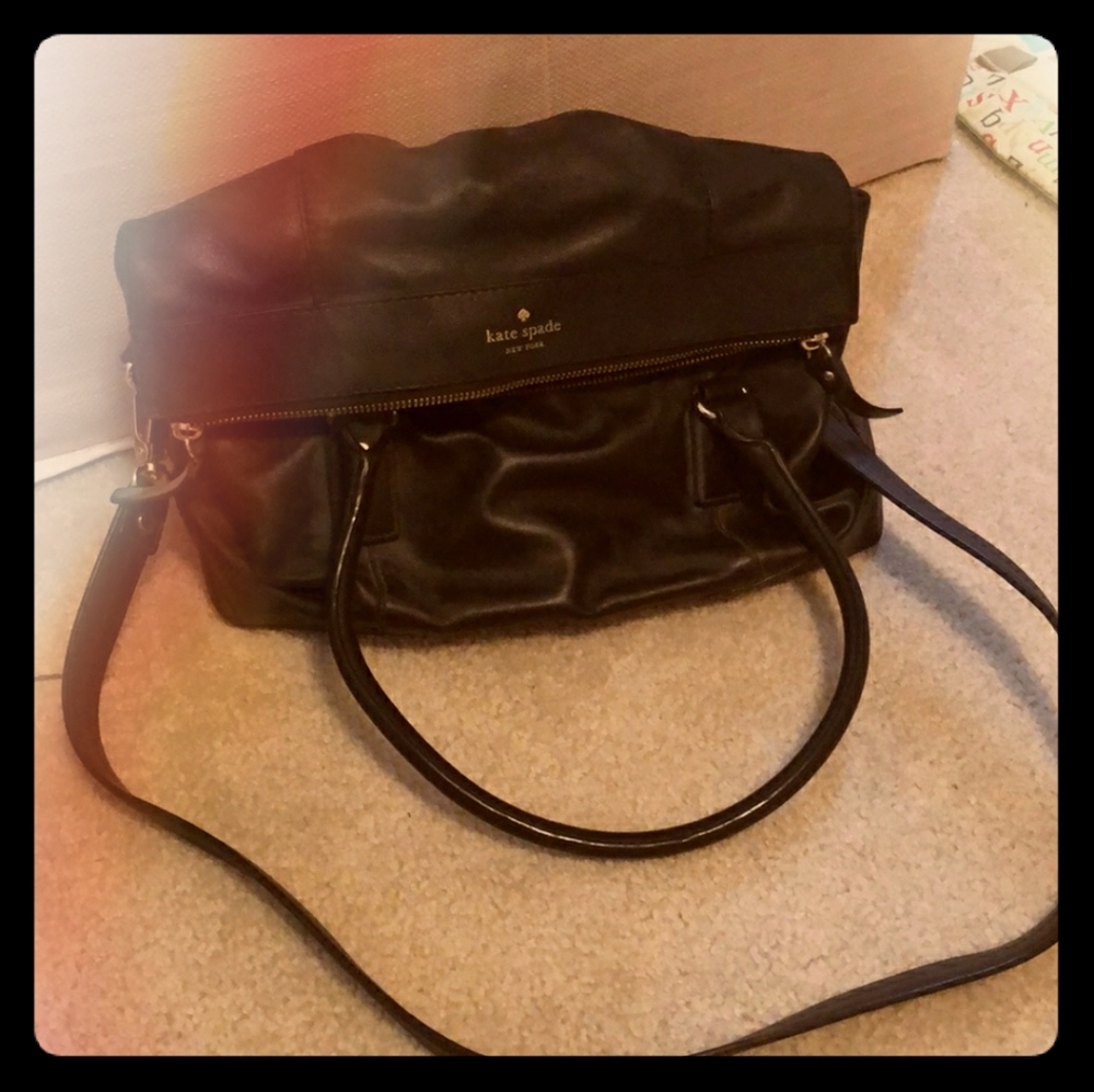 KATE SPADE XL COBBLE HILL LESLIE BLACK LEATHER WEE - Picture 1 of 3